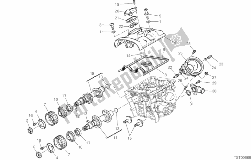 Alle onderdelen voor de Verticale Cilinderkop - Timing van de Ducati Multistrada 950 S Touring USA 2020
